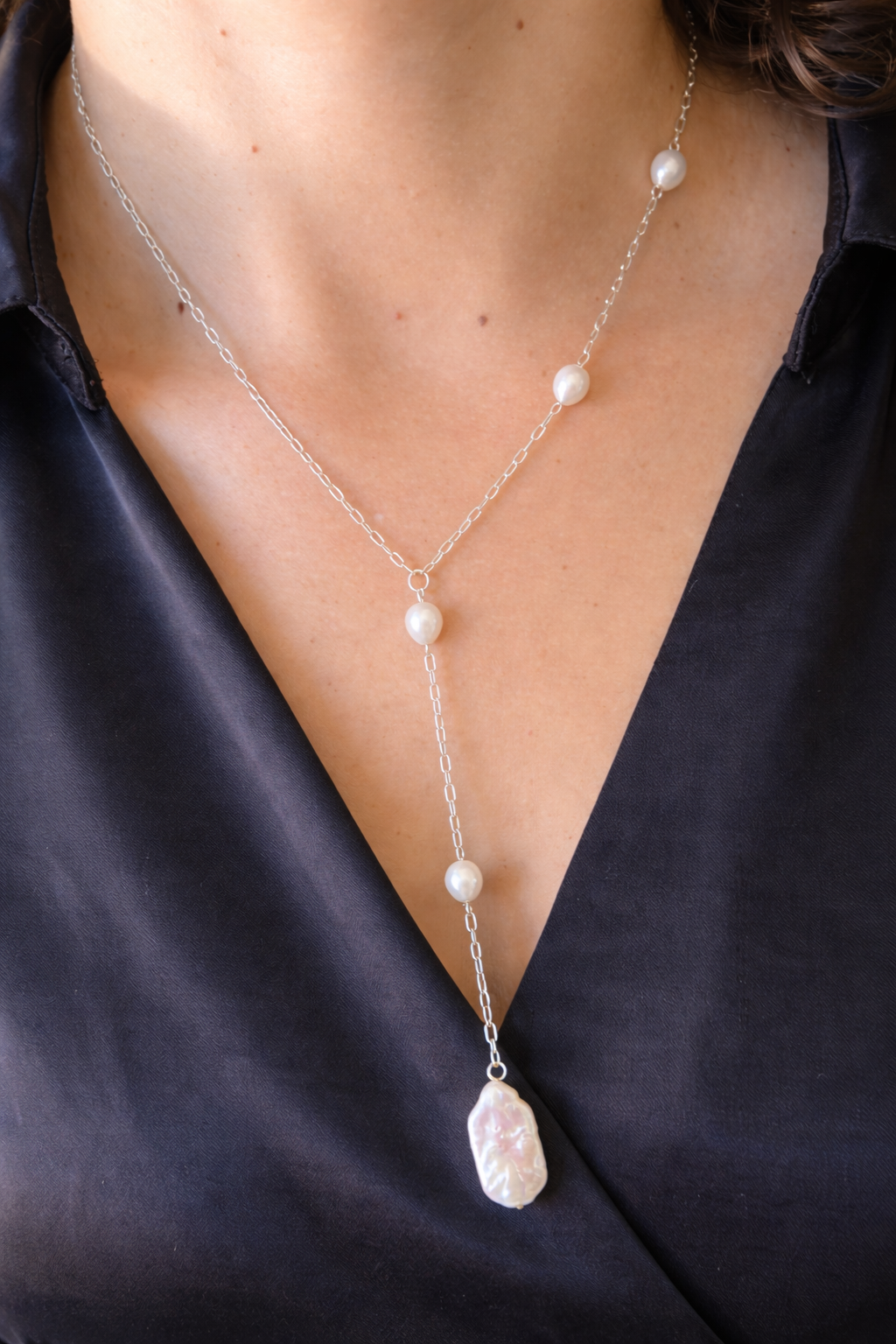 Collar Plata Y Perlas Naturales