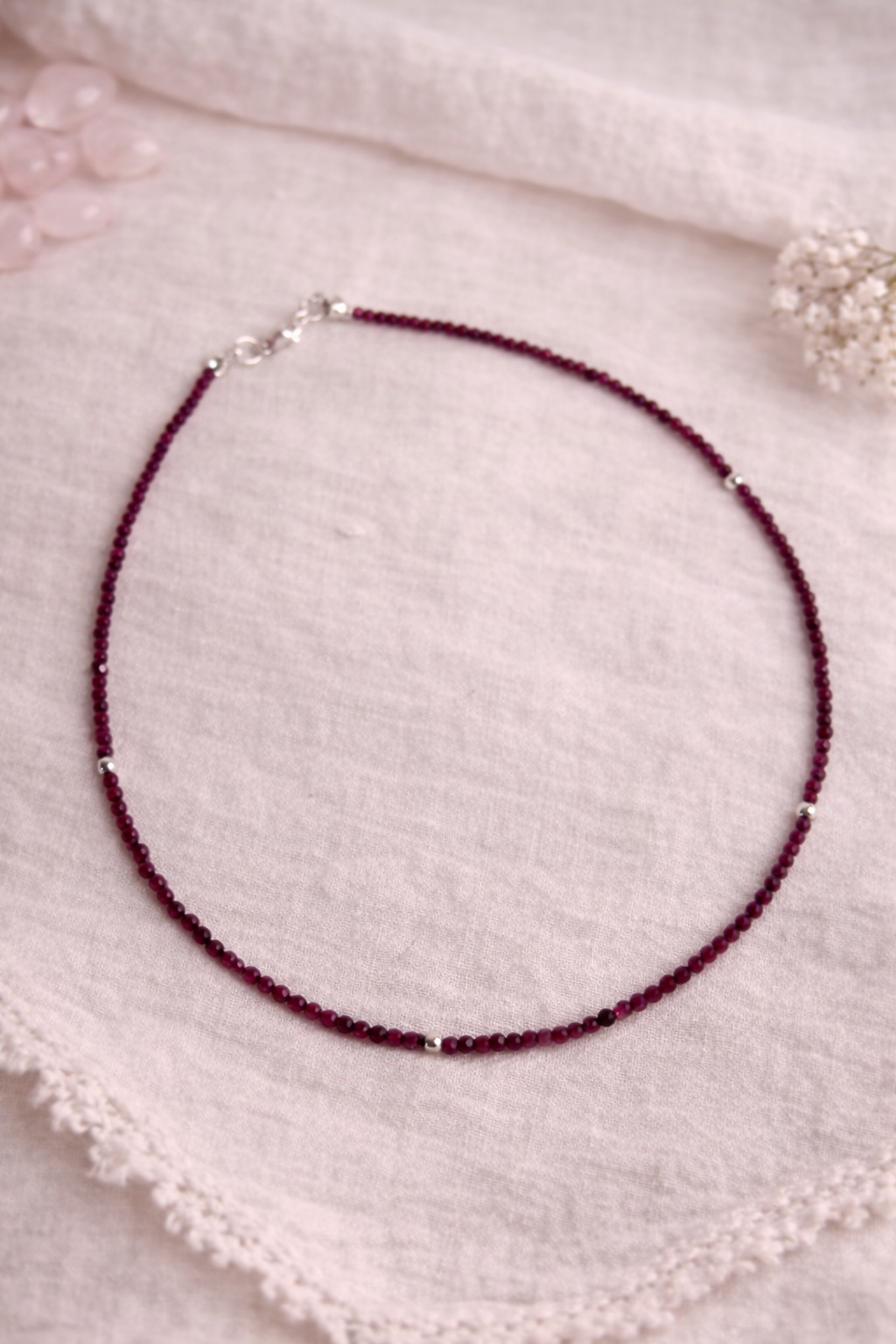 Collar Chocker en Plata con Rubies 2mm