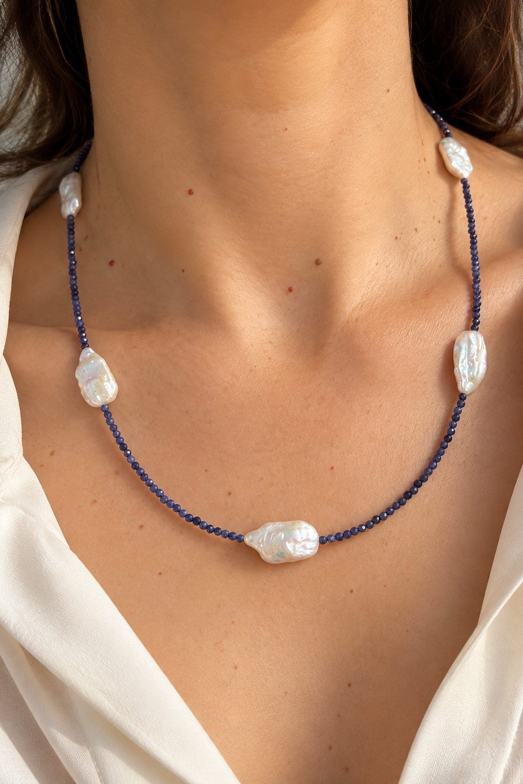 Collar de Zafiros y Perlas Barrocas