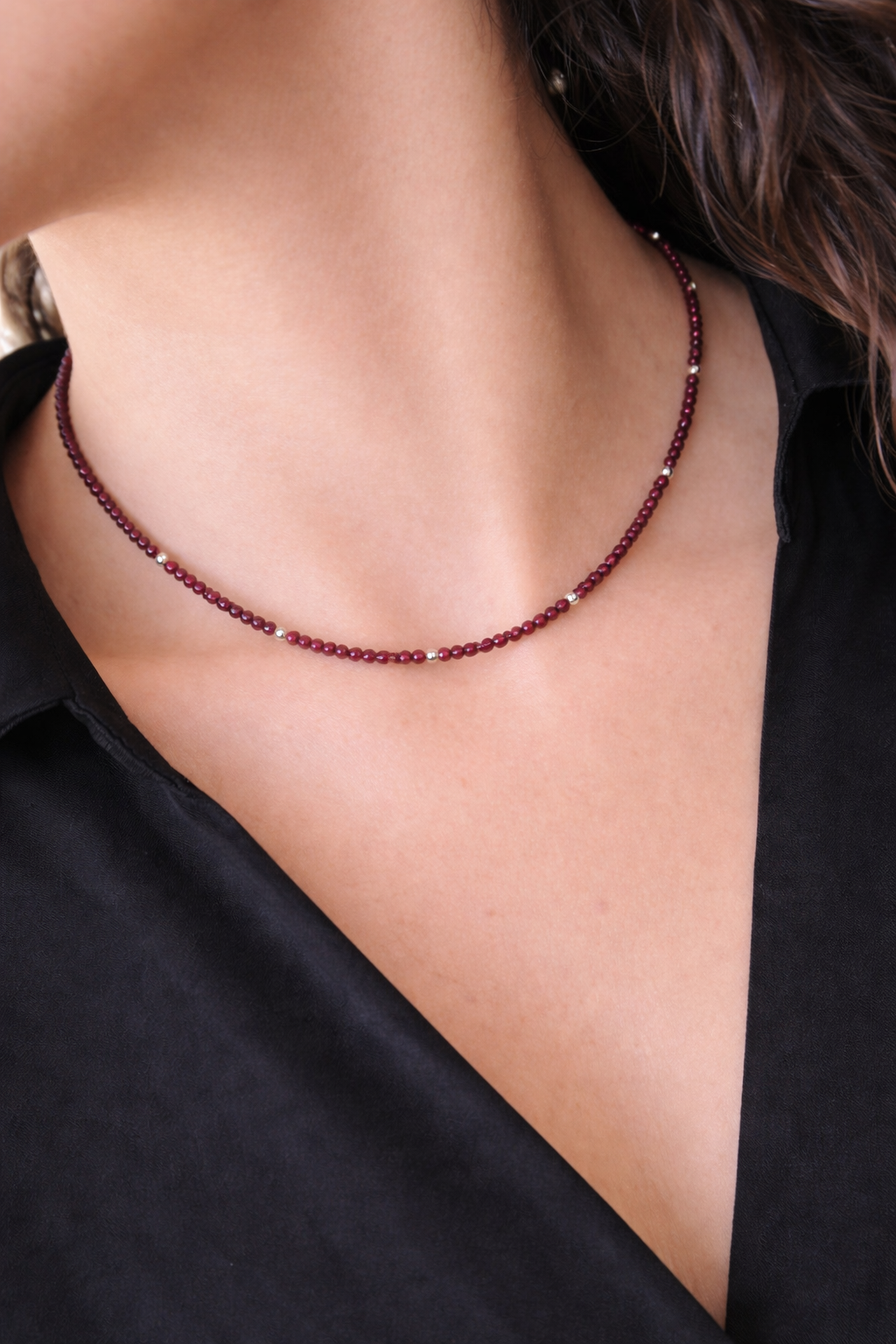 Collar Chocker en Plata con Rubies 2mm