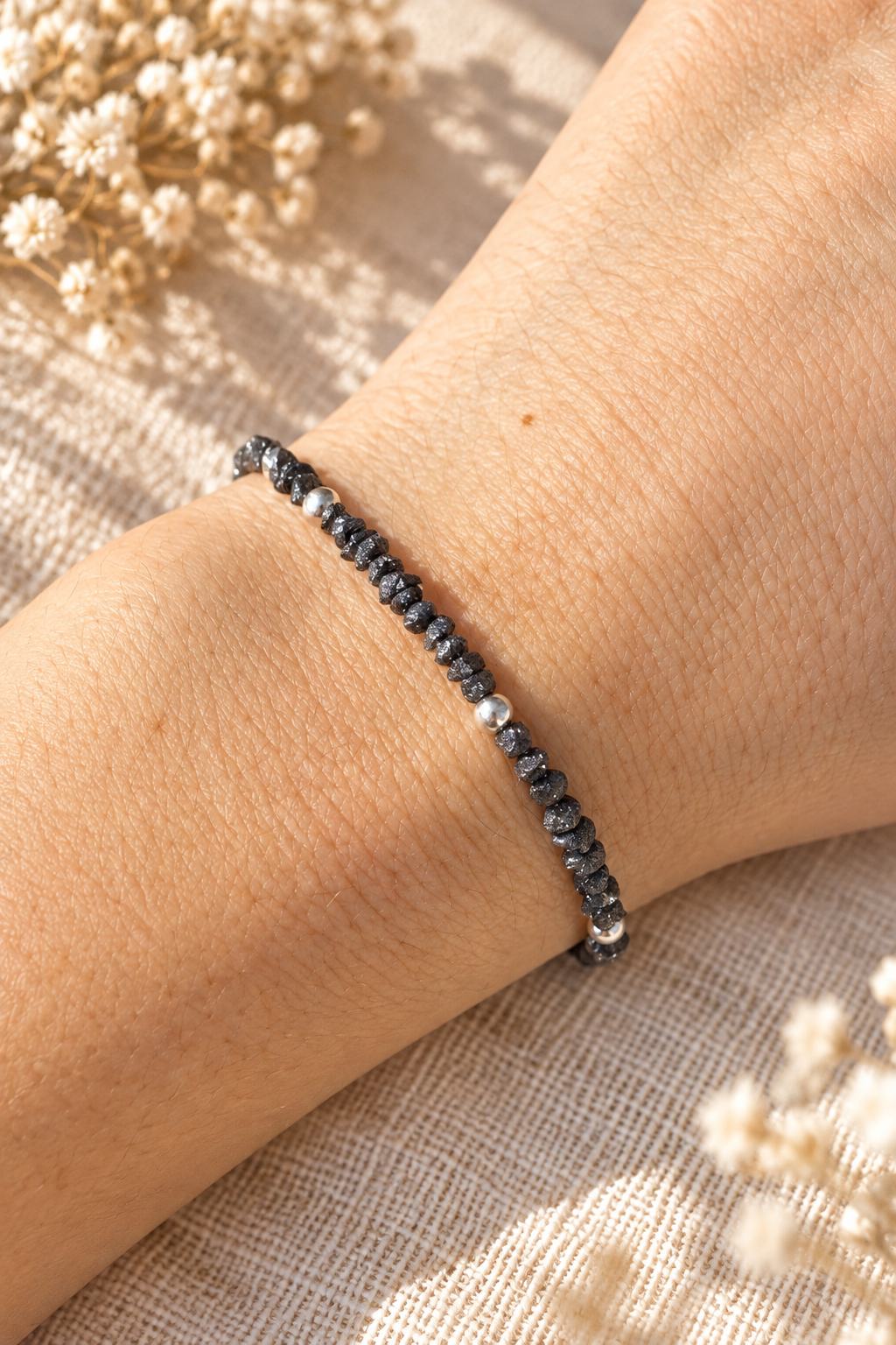 Pulsera Diamantes Negros en Bruto