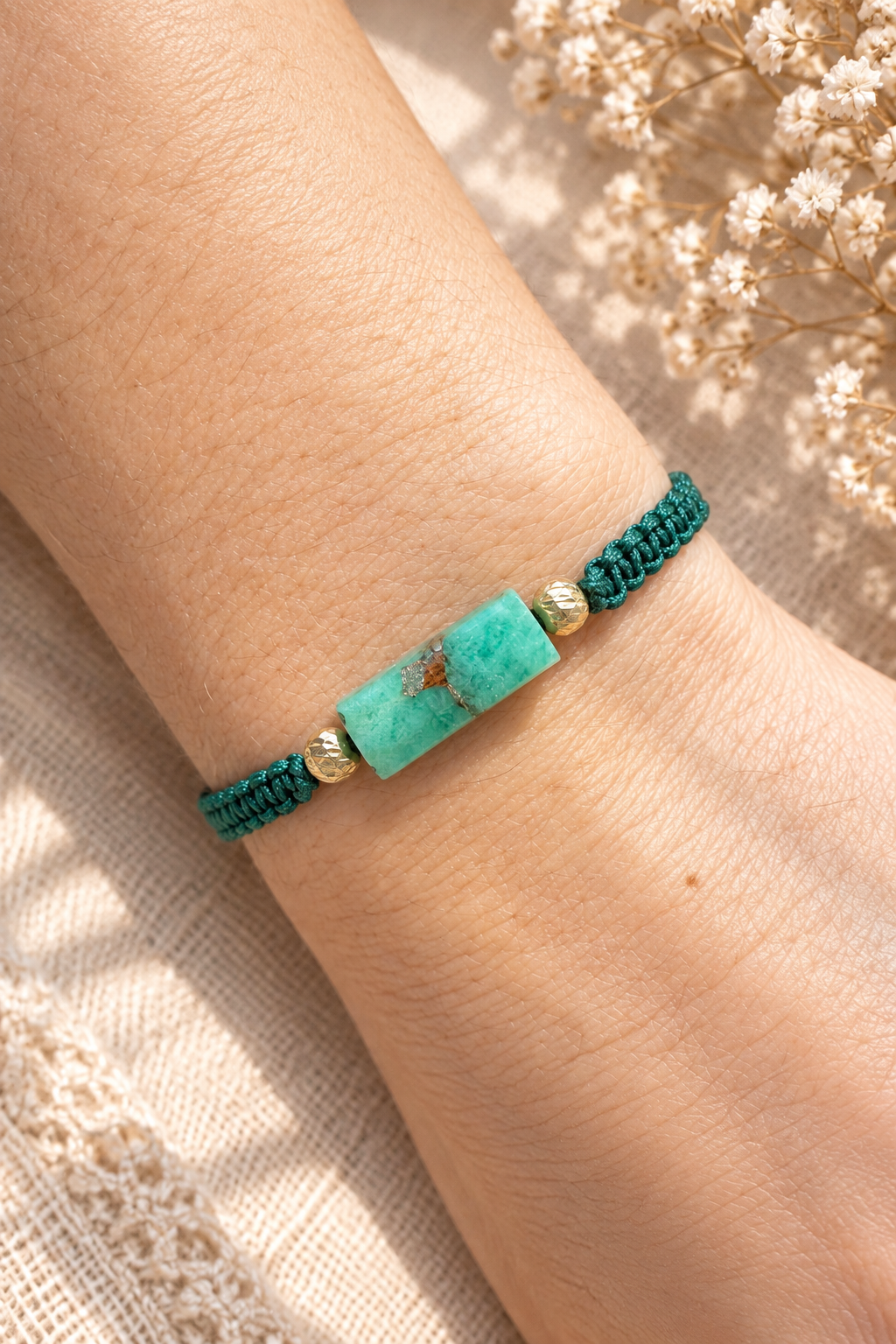 Pulsera Esmeralda Tubular oro 18k