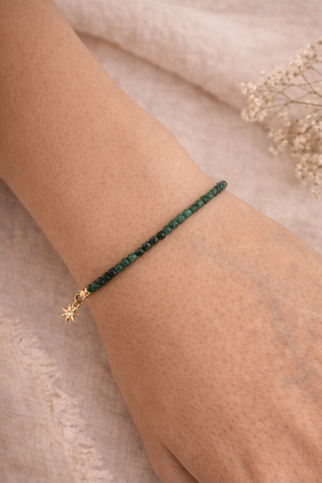Pulsera Beads de Esmeraldas en Degrade