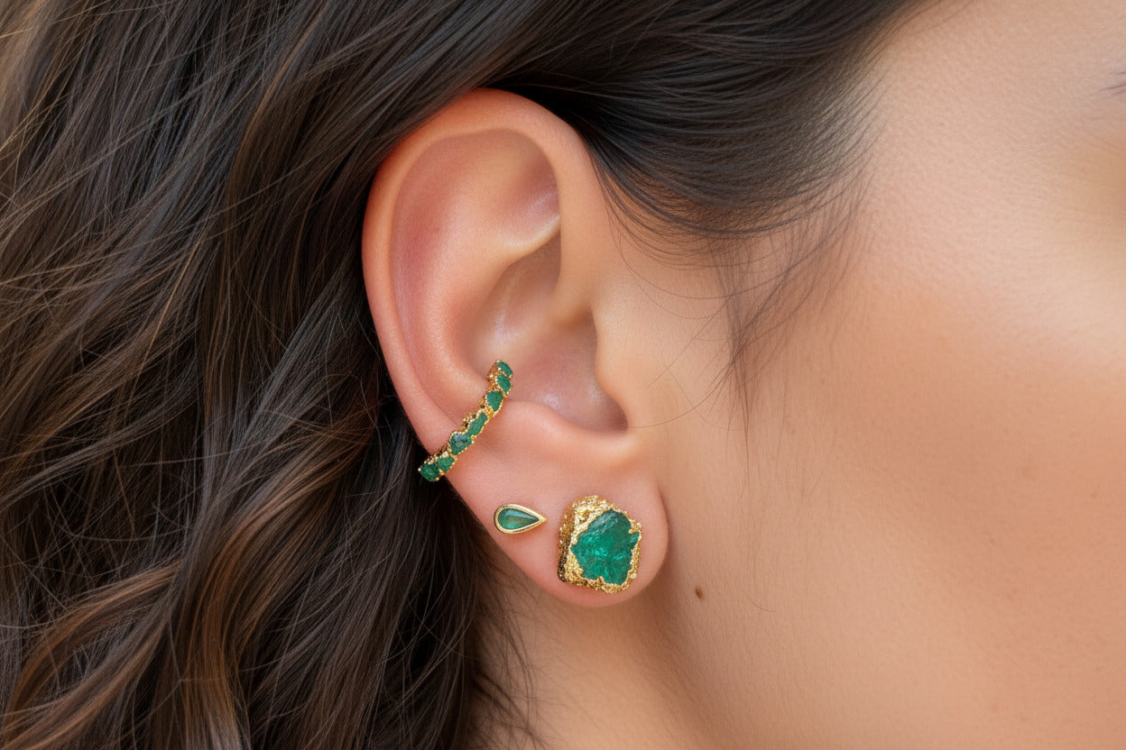 STUDS DE ESMERALDAS EN BRUTO GRANDES